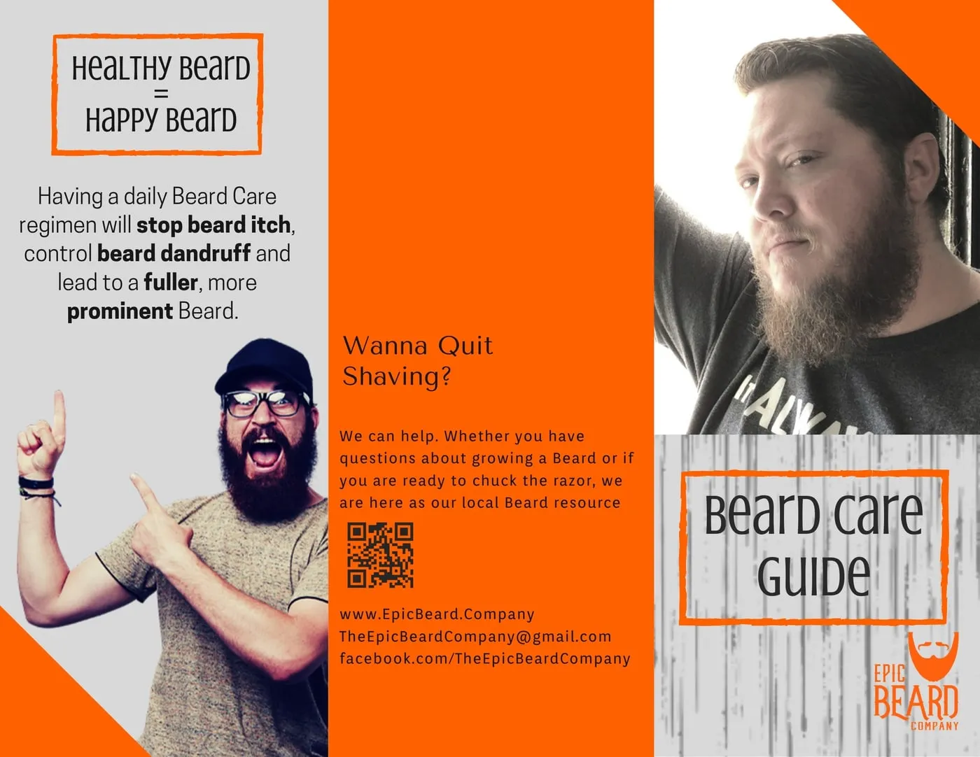 Beard Care Guide tri-fold brochure, outside panels
