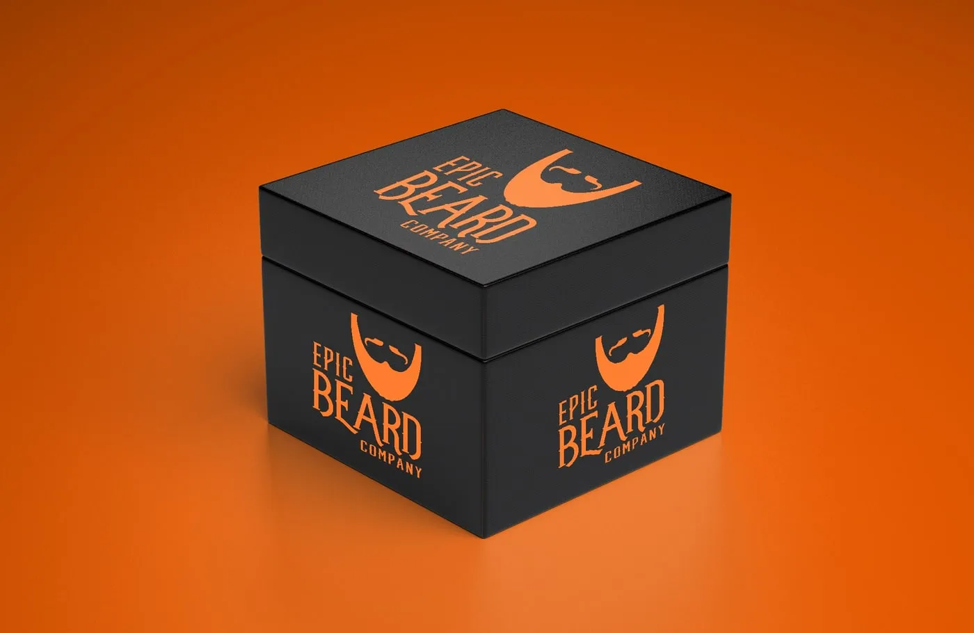 Black Epic Beard gift box on orange