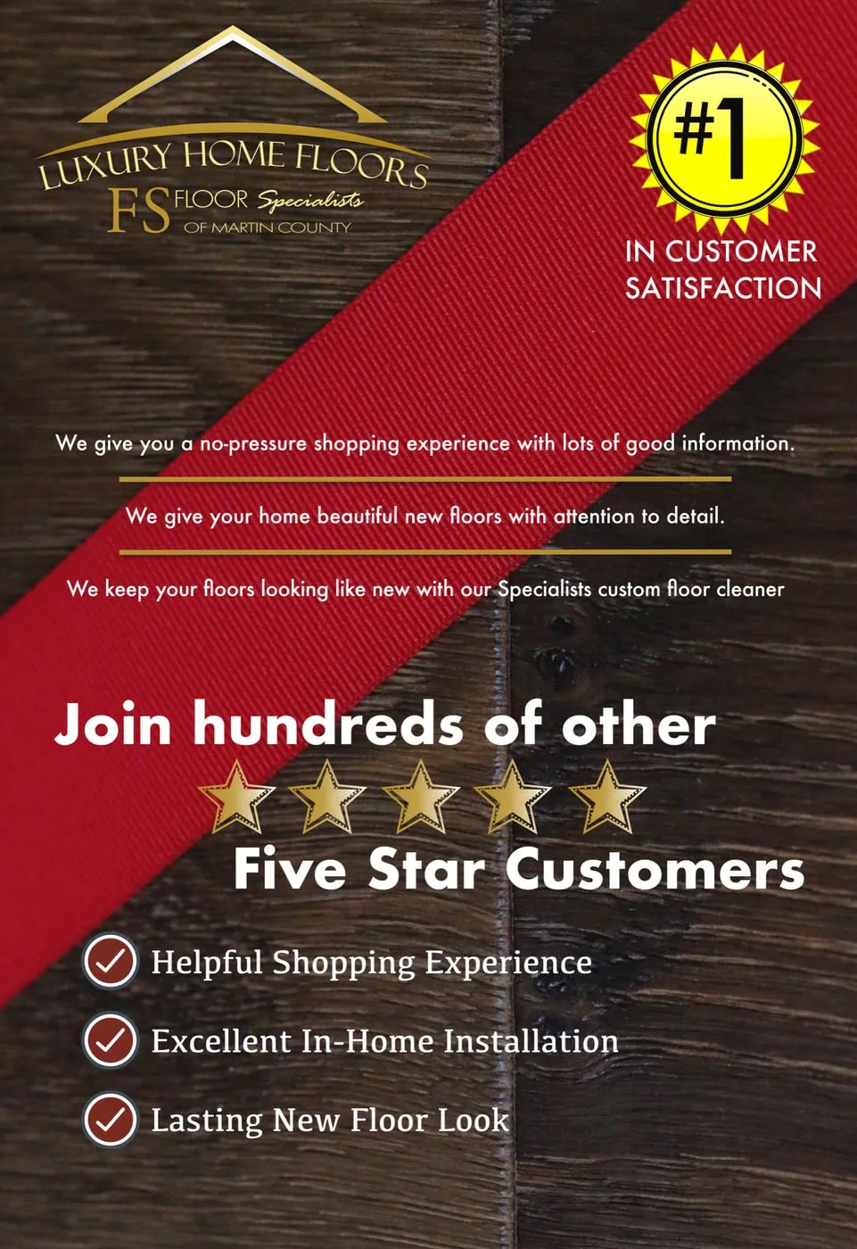 “Join hundreds of five-star customers” flyer