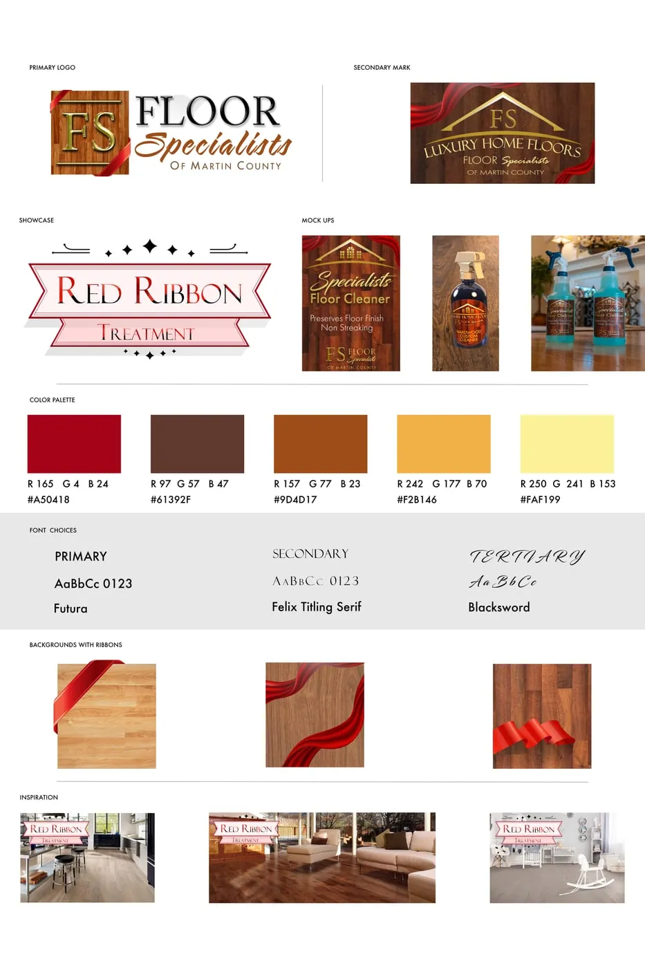 Brand board with colors, textures and logo variations