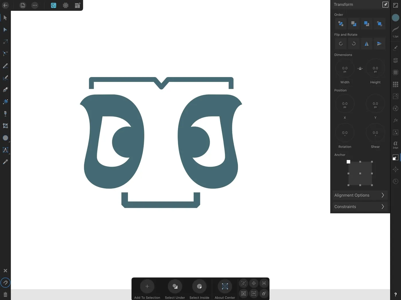 DG face mark drawn in a design app on the iPad